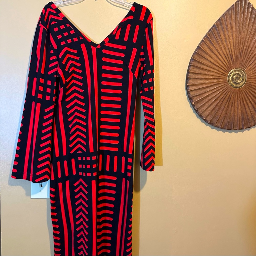 Ashro red and black tribal print dress size M